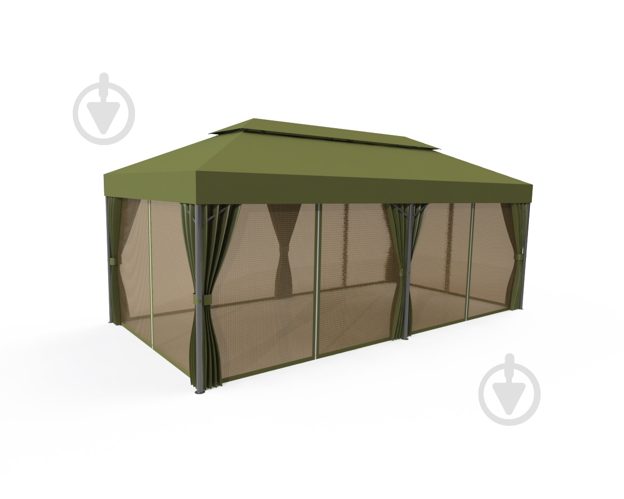 Павильон садовый UBC Group 3х6 м с москитной сеткой оливковый с коричнвым - фото 1 Павильон садовый UBC Group 3х6 м с москитной сеткой оливковый с коричнвым - фото 1