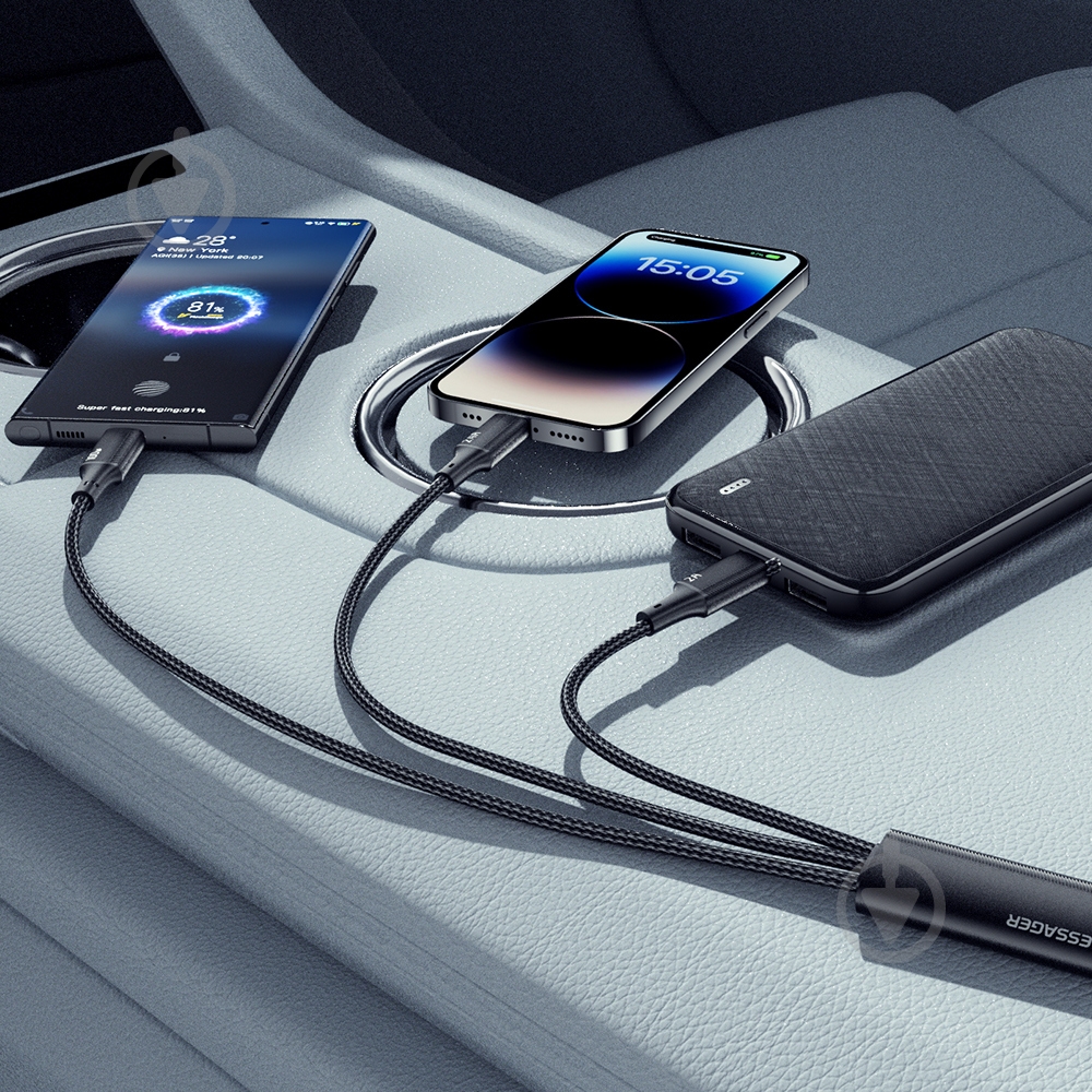 Дата-кабель Essager Simple 3 in 1 Micro+Type-c+Lightning 100W 1,2 м чорний (EXCMTL-JJ01-P) - фото 8 Дата-кабель Essager Simple 3 in 1 Micro+Type-c+Lightning 100W 1,2 м чорний (EXCMTL-JJ01-P) - фото 8