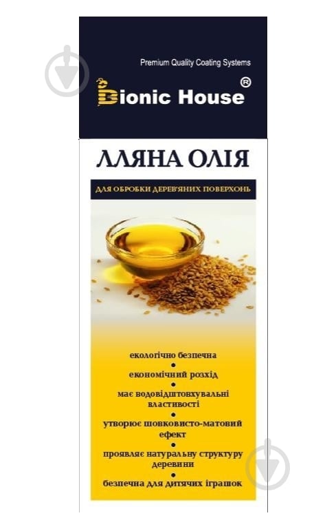 Масло для древесины Bionic House льняное шелковистый мат 1 л - фото 1