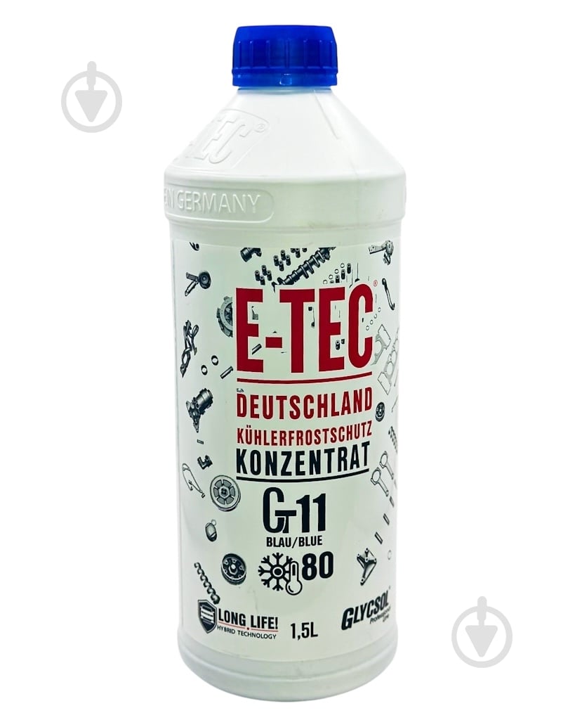 Антифриз E-TEC Gt11 Glycsol G11 концентрат 1,5 л синій (44300) - фото 1 Антифриз E-TEC Gt11 Glycsol G11 концентрат 1,5 л синій (44300) - фото 1