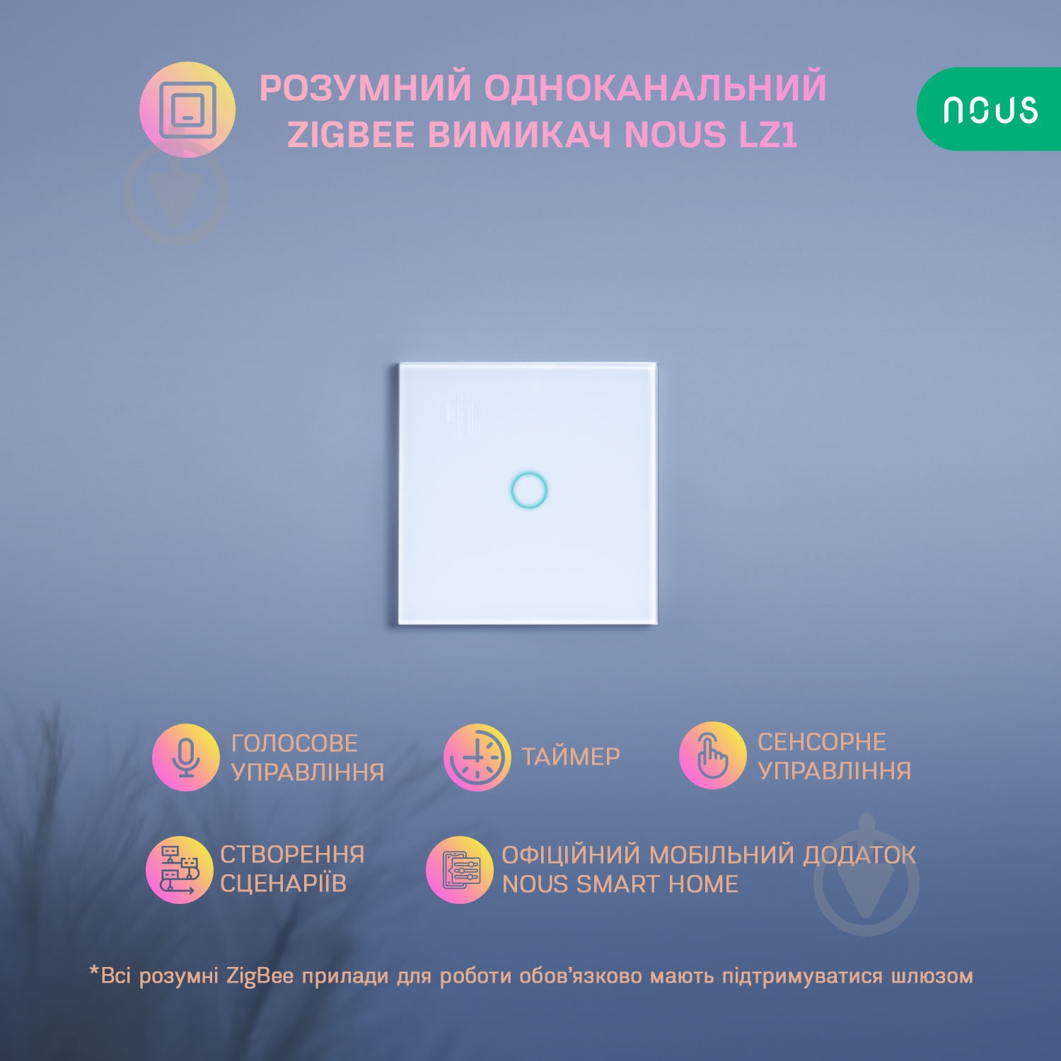 Умный выключатель Nous LZ1 (ZigBee) белый - фото 4
