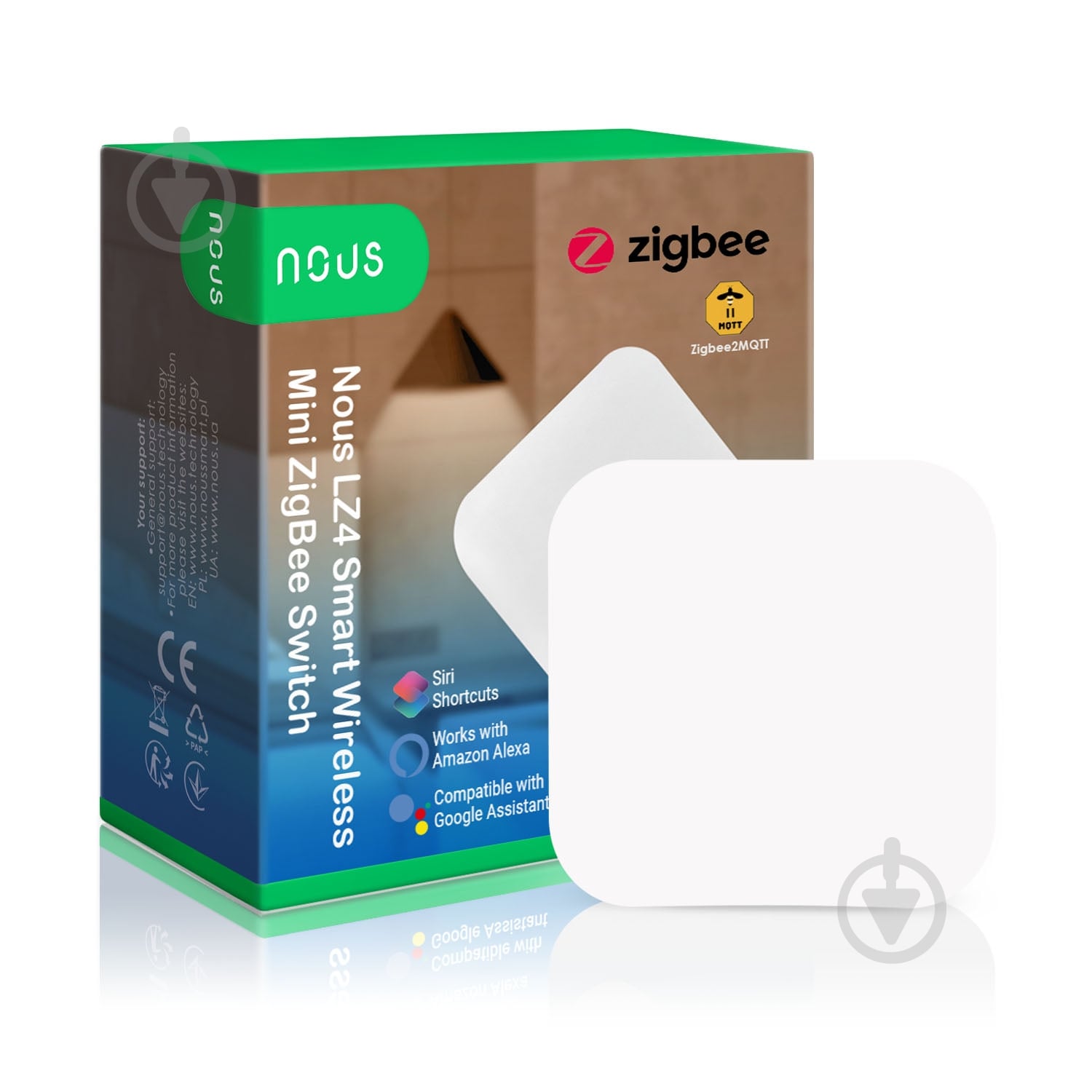 Умный выключатель беспроводной Nous ZigBee LZ4 белый - фото 1