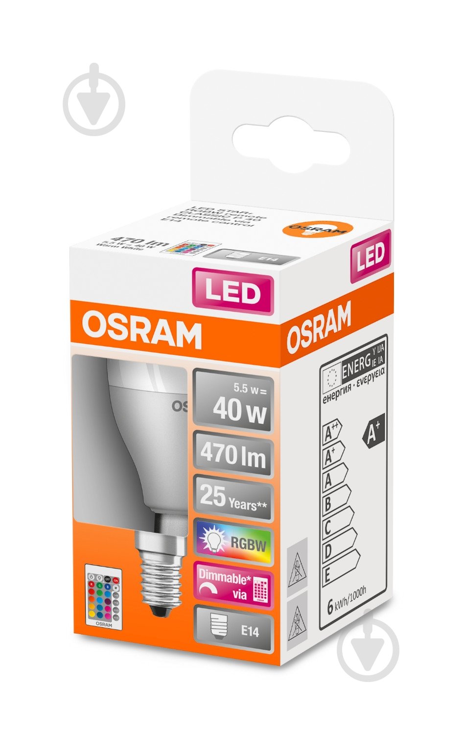 Лампа світлодіодна Osram з пультом RGB Osram LS CLA P40 REM - фото 1
