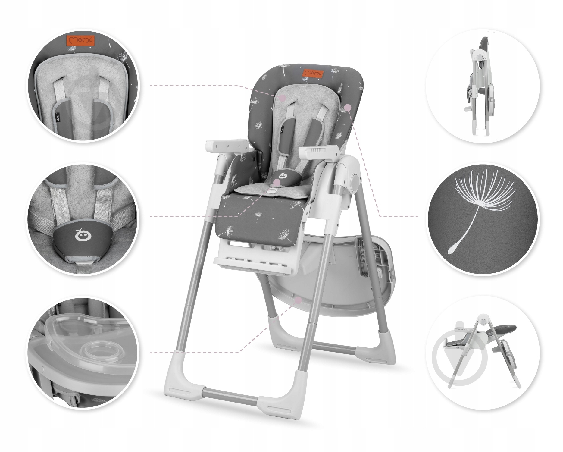 Стульчик для кормления MoMi Yumtis dark gray - фото 2 Стульчик для кормления MoMi Yumtis dark gray - фото 2