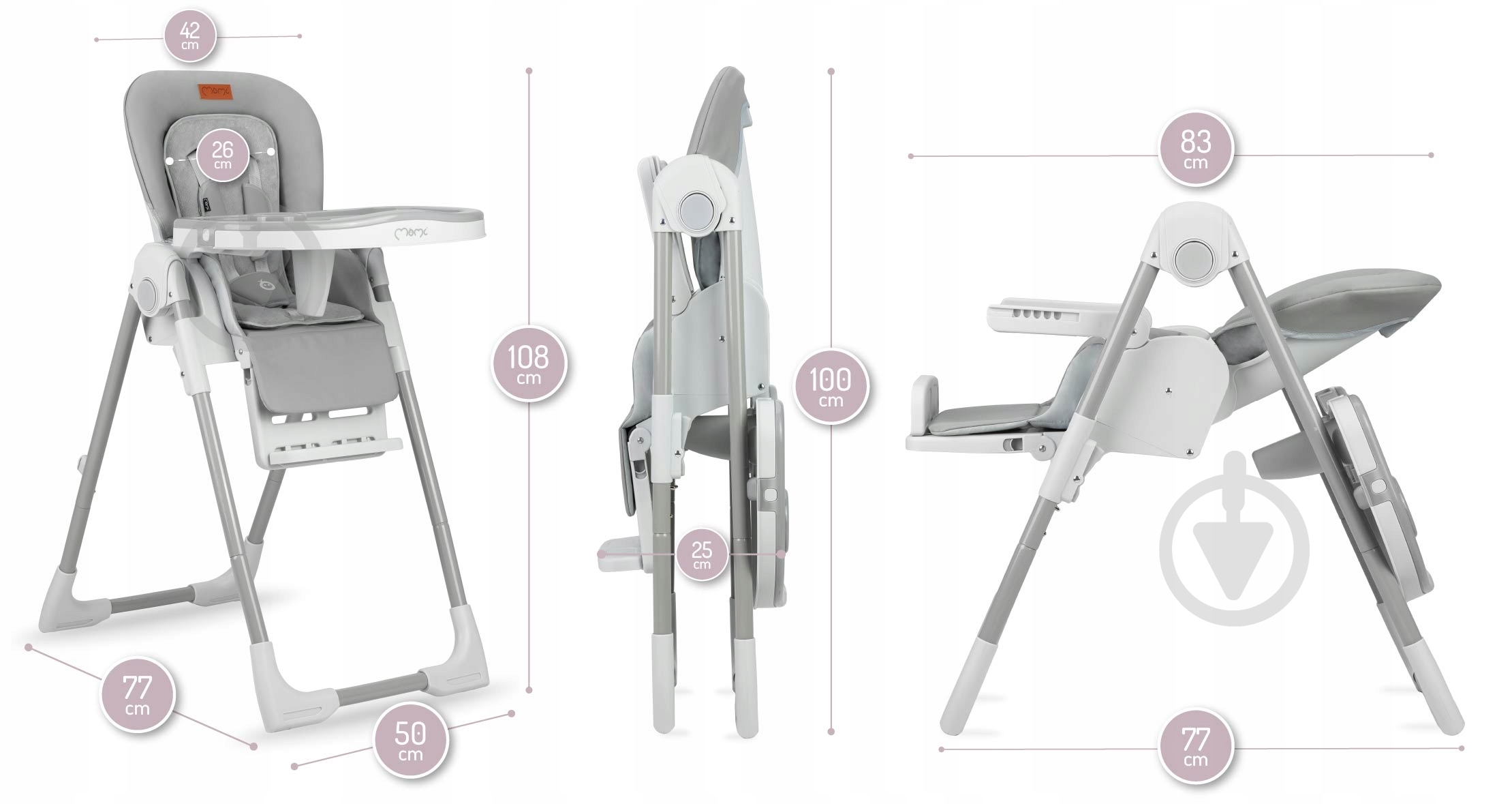 Стульчик для кормления MoMi Yumtis light gray - фото 3 Стульчик для кормления MoMi Yumtis light gray - фото 3
