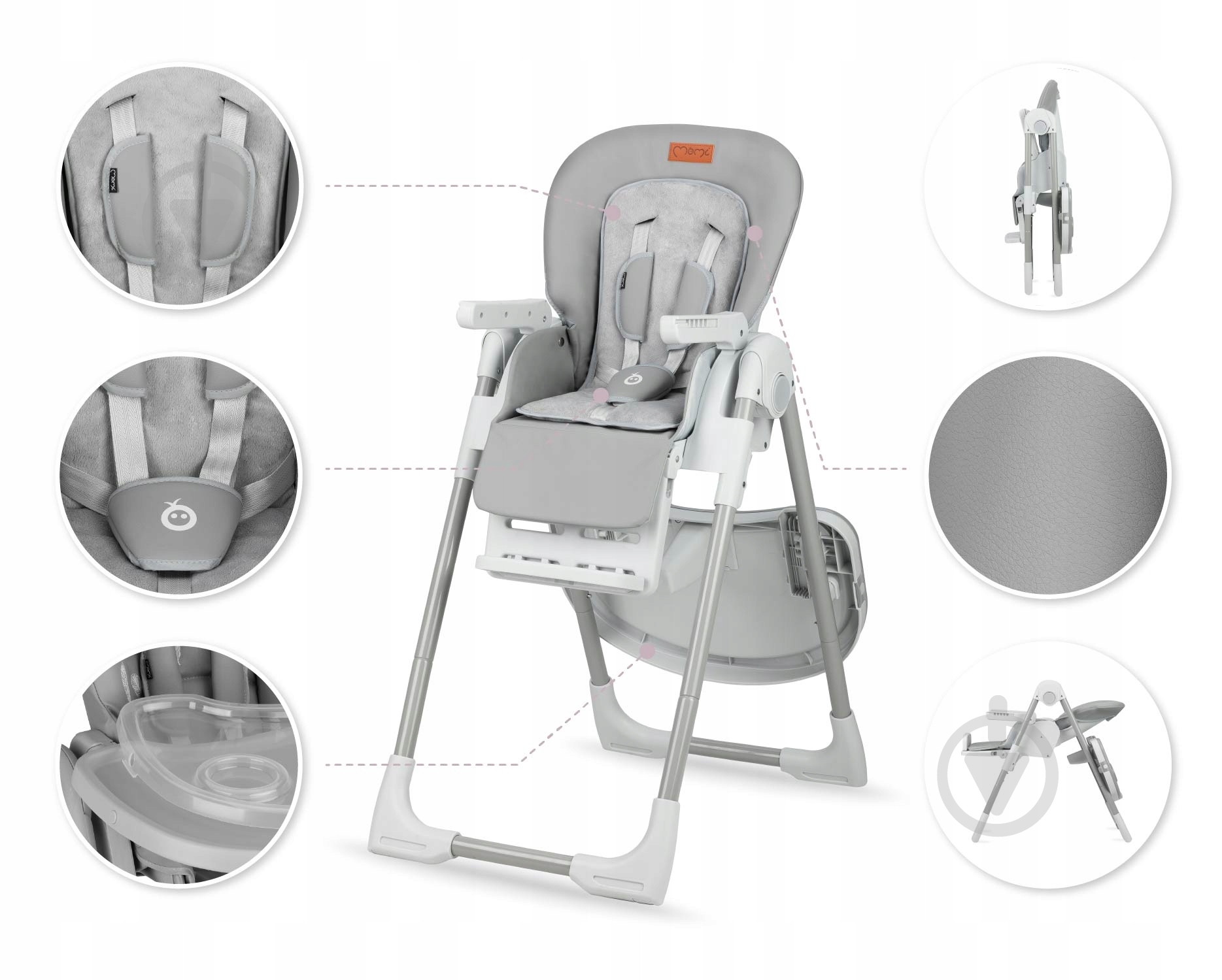 Стульчик для кормления MoMi Yumtis light gray - фото 8 Стульчик для кормления MoMi Yumtis light gray - фото 8