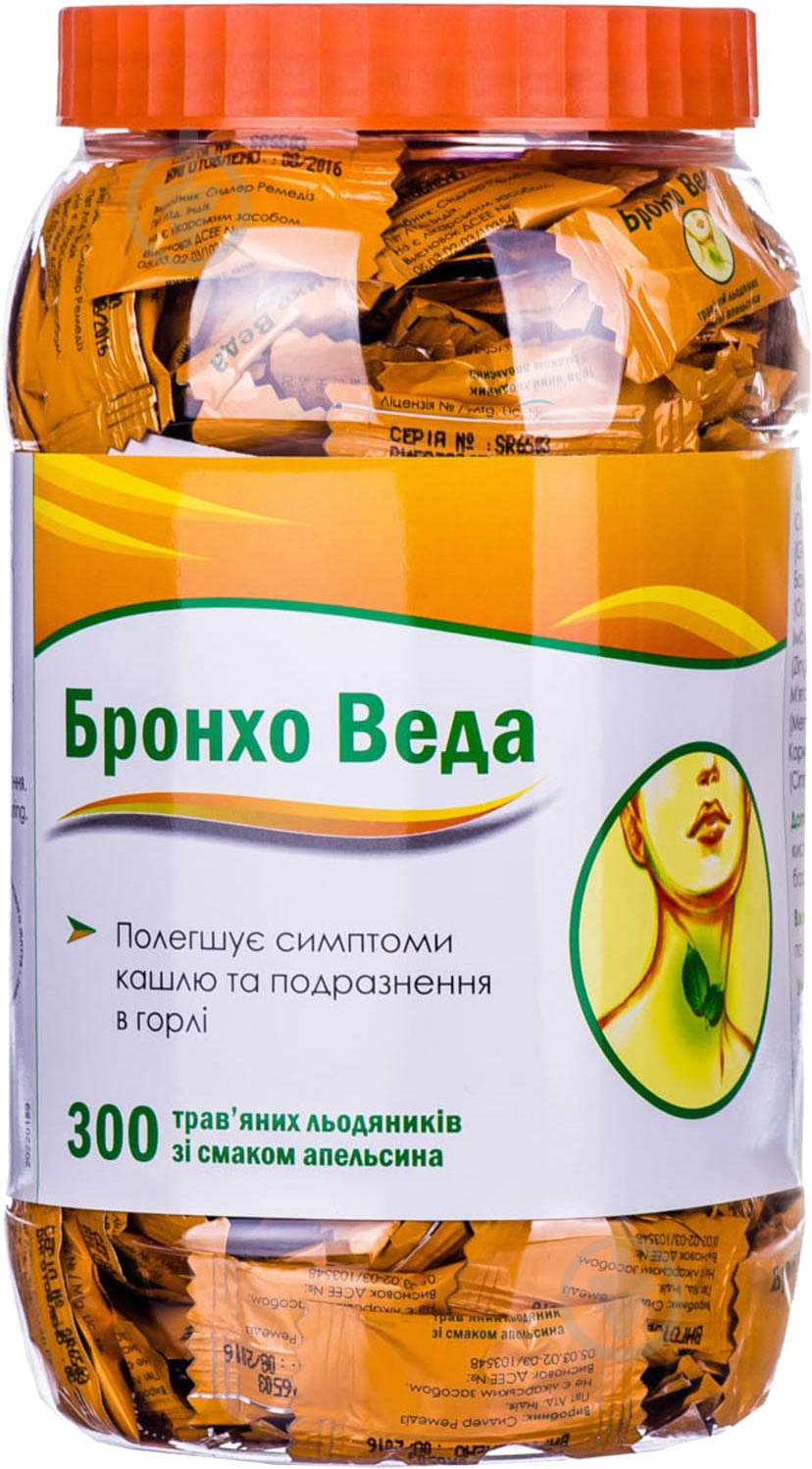 Бронхо Веда со вкусом апельсина №300 в бан. леденцы - фото 1