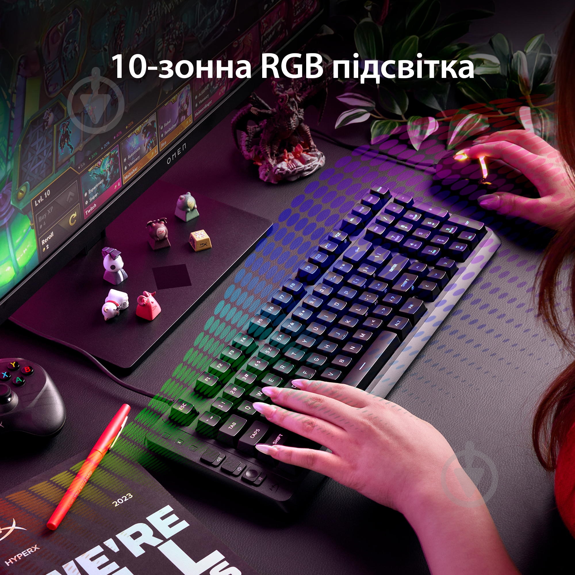 Клавиатура HyperX Eve 1800 USB RGB (B7JE0AA) black - фото 5 Клавиатура HyperX Eve 1800 USB RGB (B7JE0AA) black - фото 5