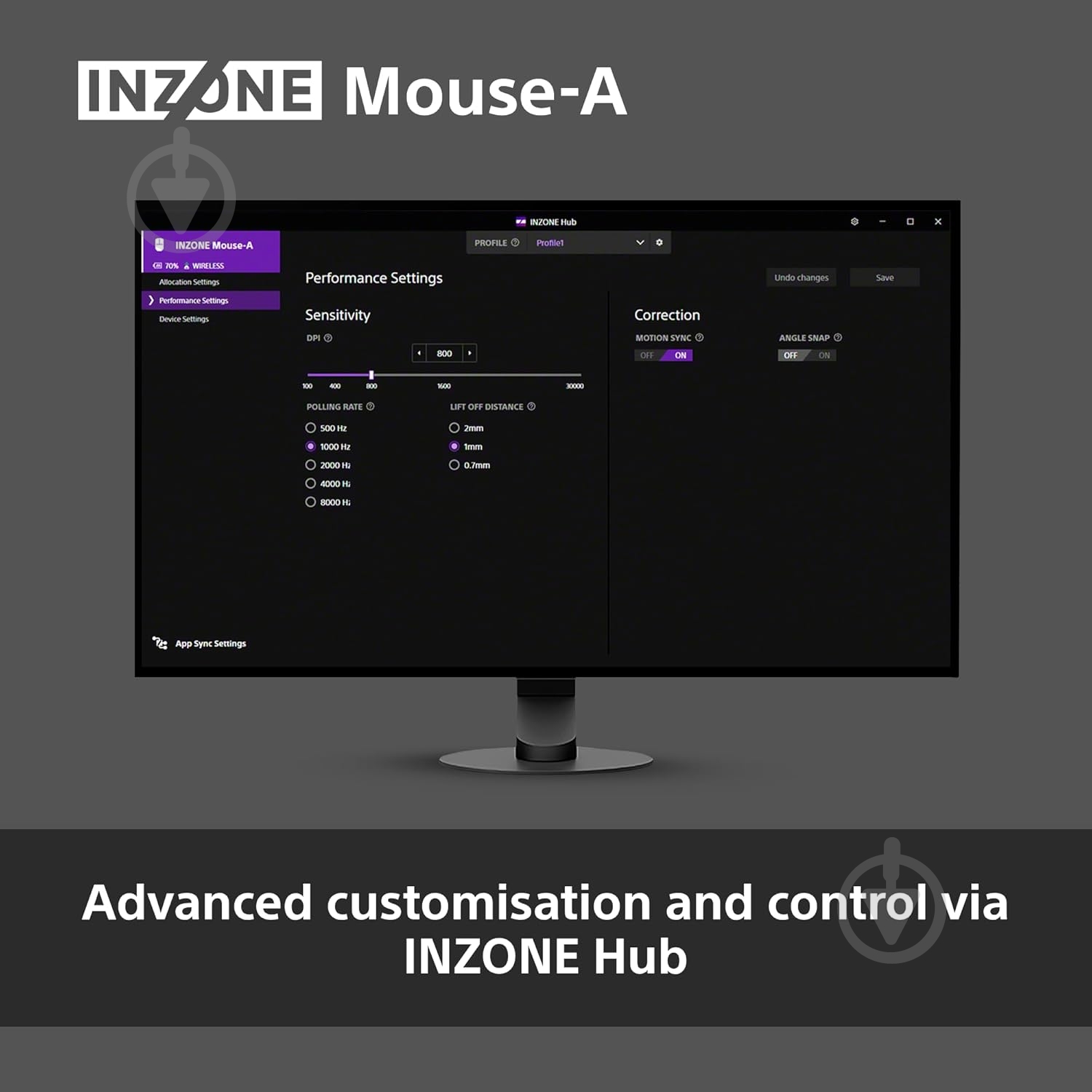 Игровая мышь Sony INZONE Wireless black (MSEG500B.E) - фото 8