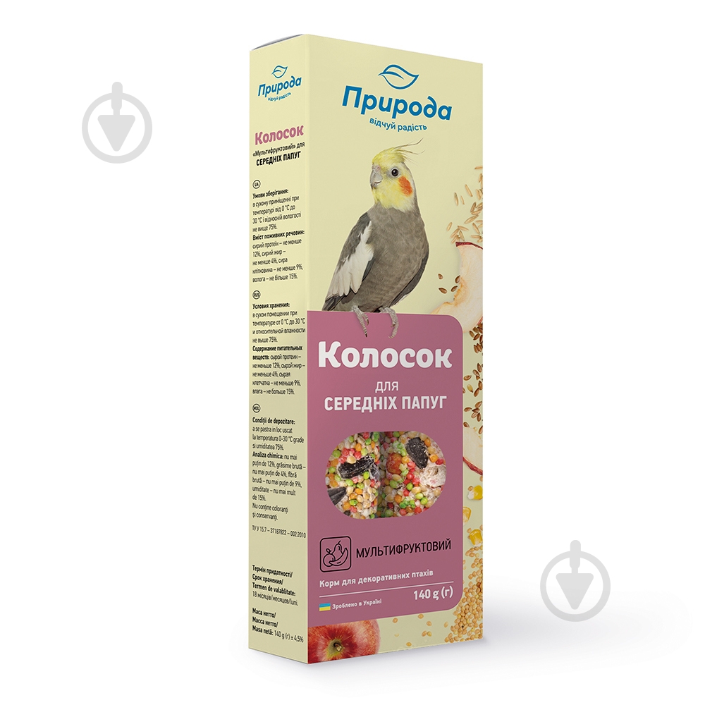 Лакомство Природа для попугаев колосок мультифрукт 140 г - фото 1