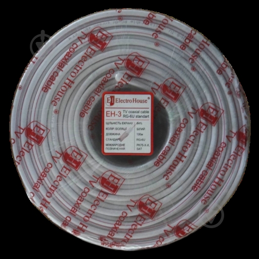 Кабель телевизионный ElectroHouse RG-6U 1x1,02 EH-3 медная сталь CCS - фото 1