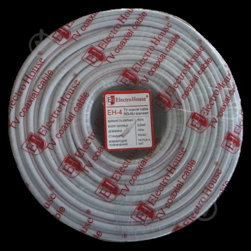 Кабель телевизионный ElectroHouse RG-6U 1x1,02 EH-4 медная сталь CCS - фото 1