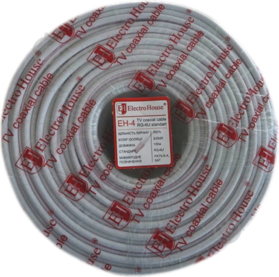 Кабель телевизионный ElectroHouse RG-6U 1x1,02 EH-4 медная сталь CCS - фото 2