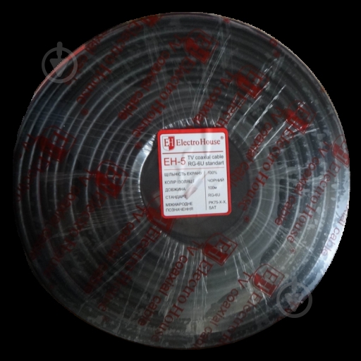 Кабель телевизионный ElectroHouse RG-6U 1x1,02 EH-5 медная сталь CCS - фото 1
