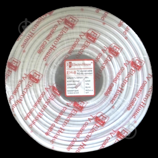 Кабель телевизионный ElectroHouse RG-6U 1x1,02 EH-8 медь - фото 1