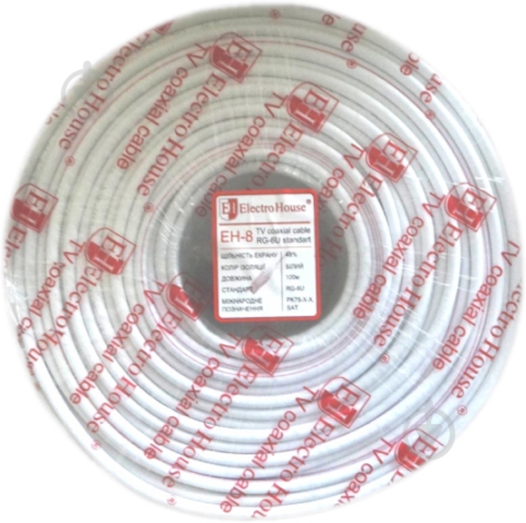 Кабель телевизионный ElectroHouse RG-6U 1x1,02 EH-8 медь - фото 2