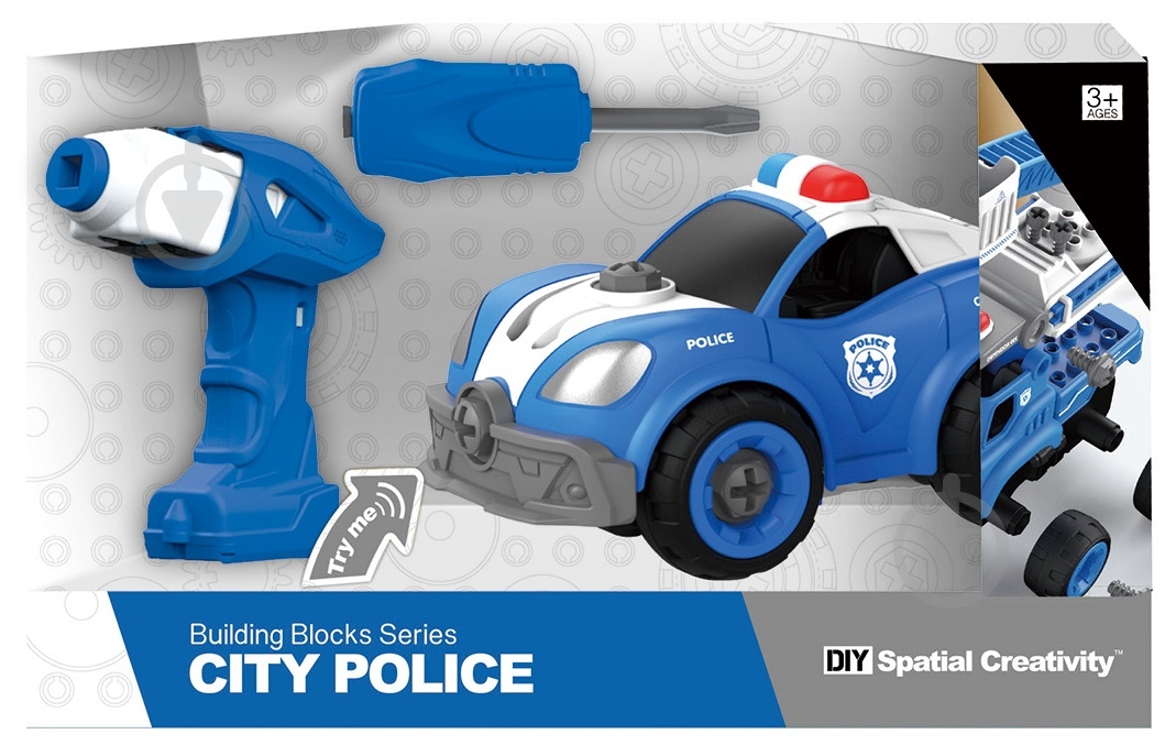 Конструктор DIY Spatial Creativity Поліцейська машина з електричним двигуном CJ-1365063 - фото 1