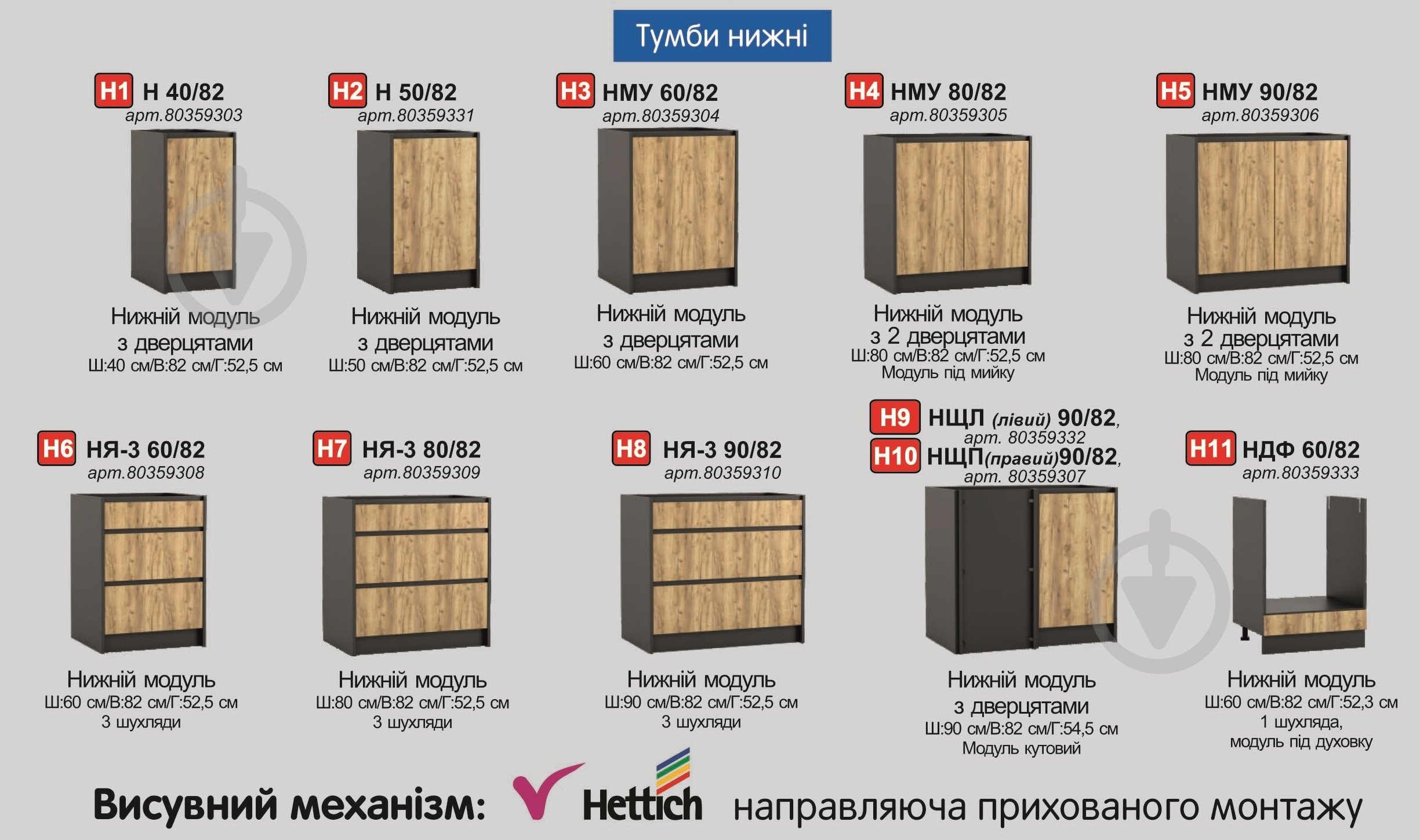 УЦЕНКА! Тумба нижняя Грейд Идея Крафт 40х82х52,5 см дуб крафт золотой/графит (УЦ №2647) - фото 5