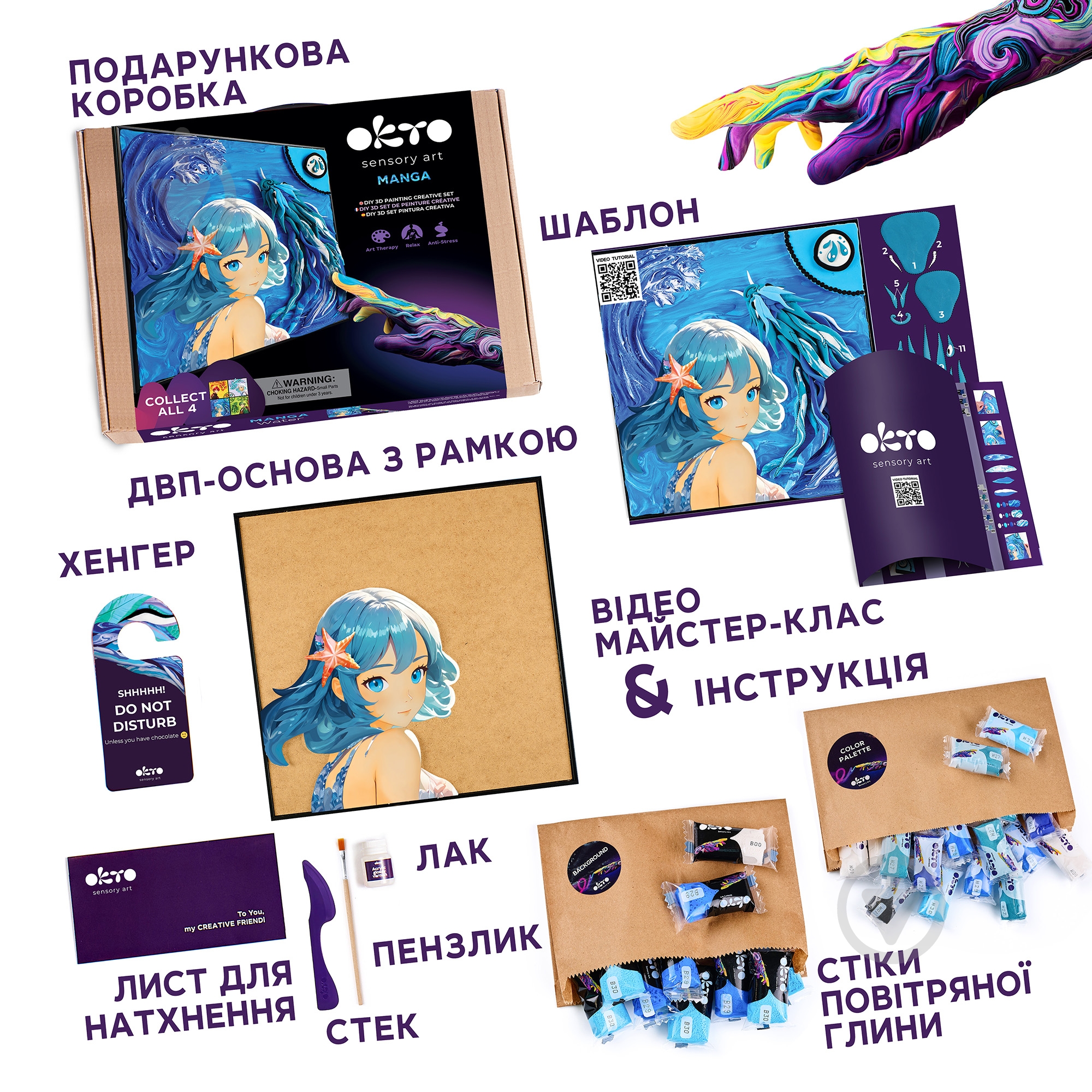 ᐉ Картина из легкого пластилина OKTO 3D Манга 29x29 см Вода 20037