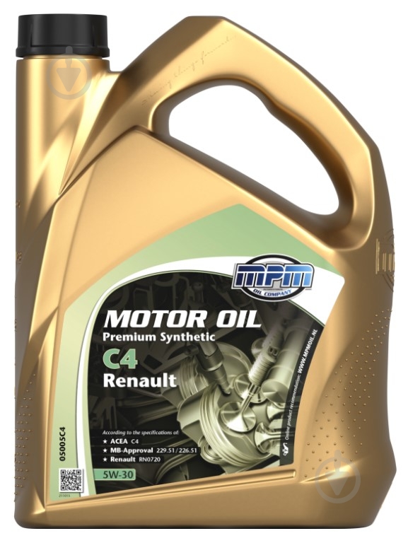 Моторна олива синтетична MPM Premium Synthetic C4 Renault 5W-30 5 л (05005C4) - фото 1