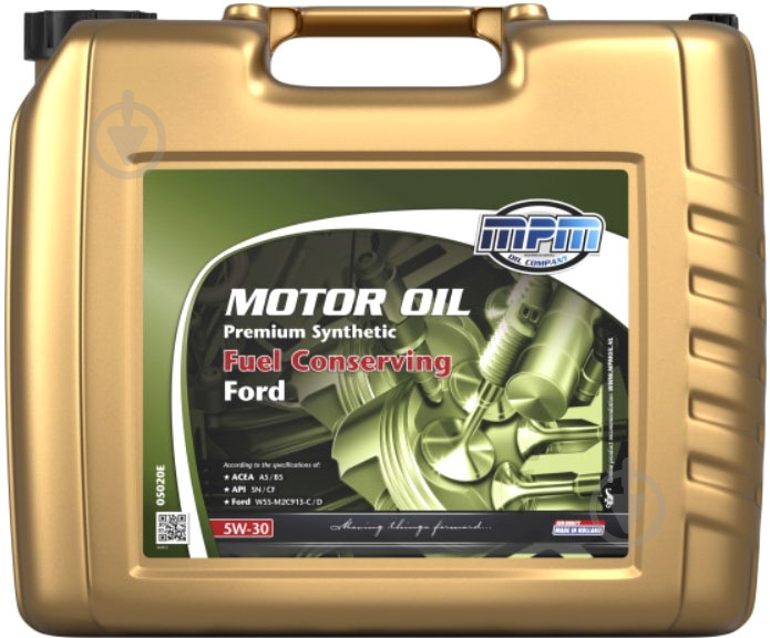 Моторна олива синтетична MPM Premium Synthetic Fuel Conserving Ford 5W-30 20 л (05020E) - фото 1