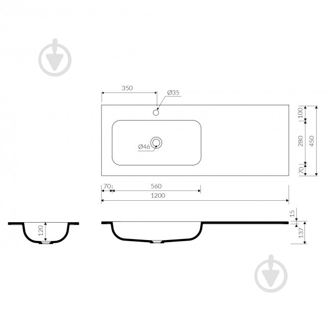Умывальник Marmorin Mono 1200 L - фото 2