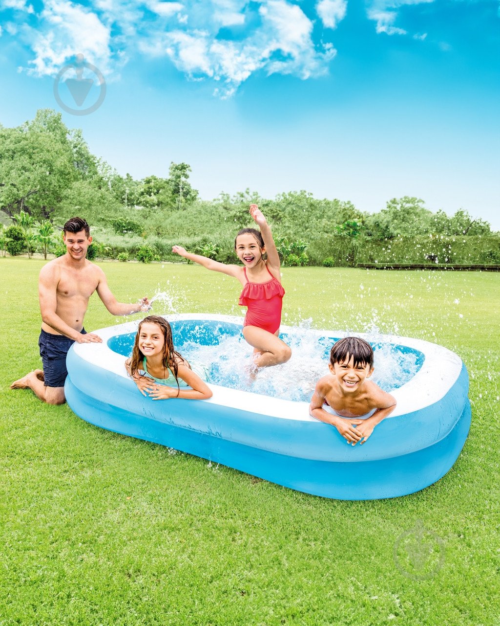 Басейн надувний Intex прямокутний 203х152х48 см - фото 2