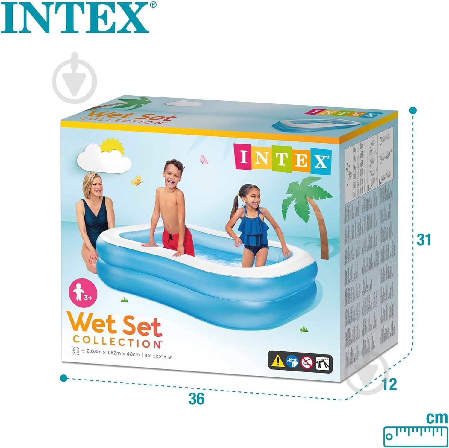 Басейн надувний Intex прямокутний 203х152х48 см - фото 6