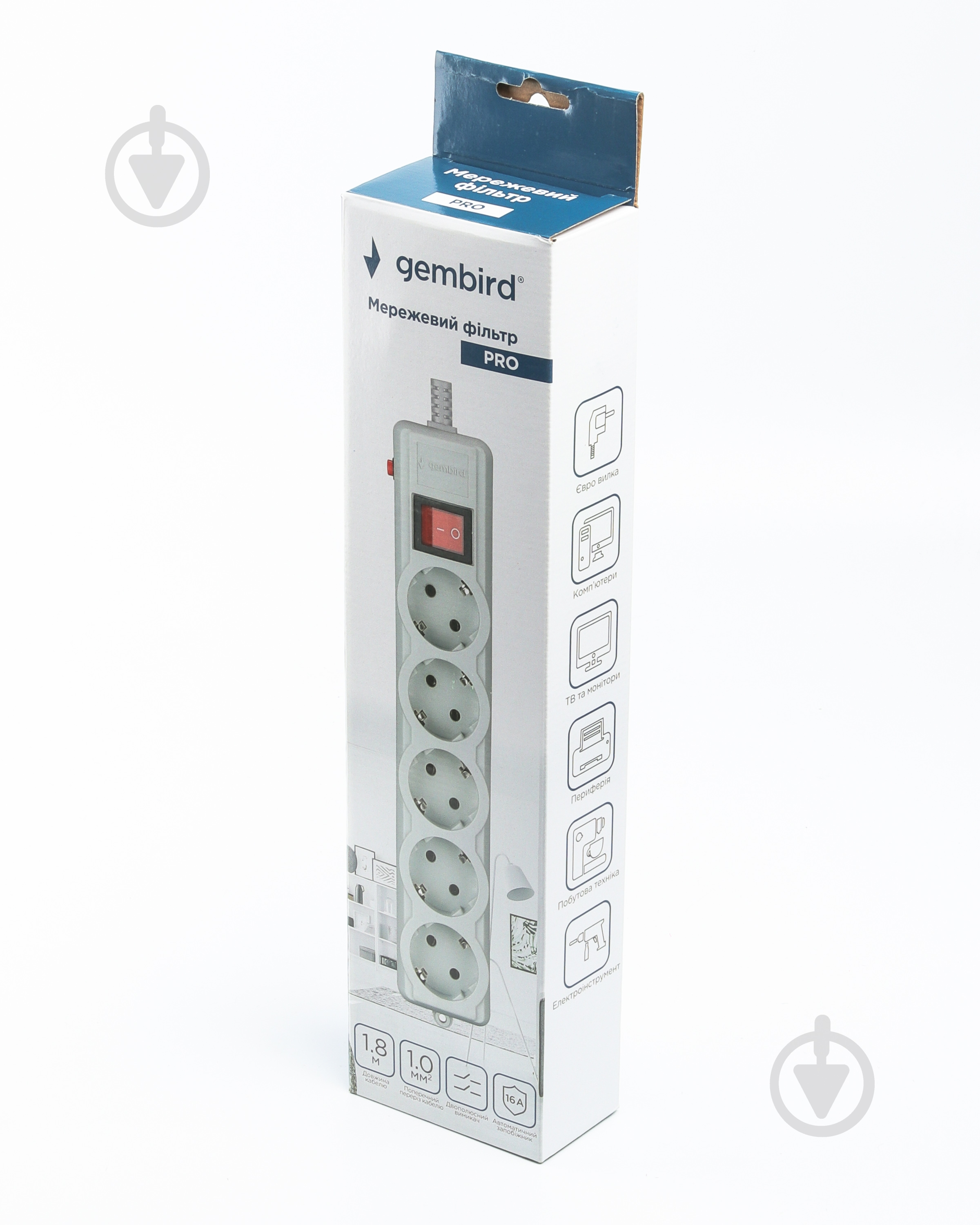 Мережевий фільтр Gembird SPG5-G-6G-PRO із заземленням 5 гн. сірий 1,8 м SPG5-G-6G-PRO - фото 4