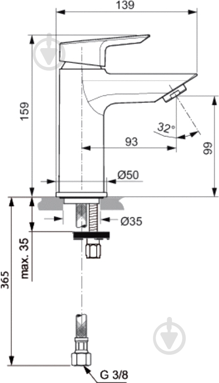 Смеситель для умывальника Ideal Standard A6559AA TESI - фото 2