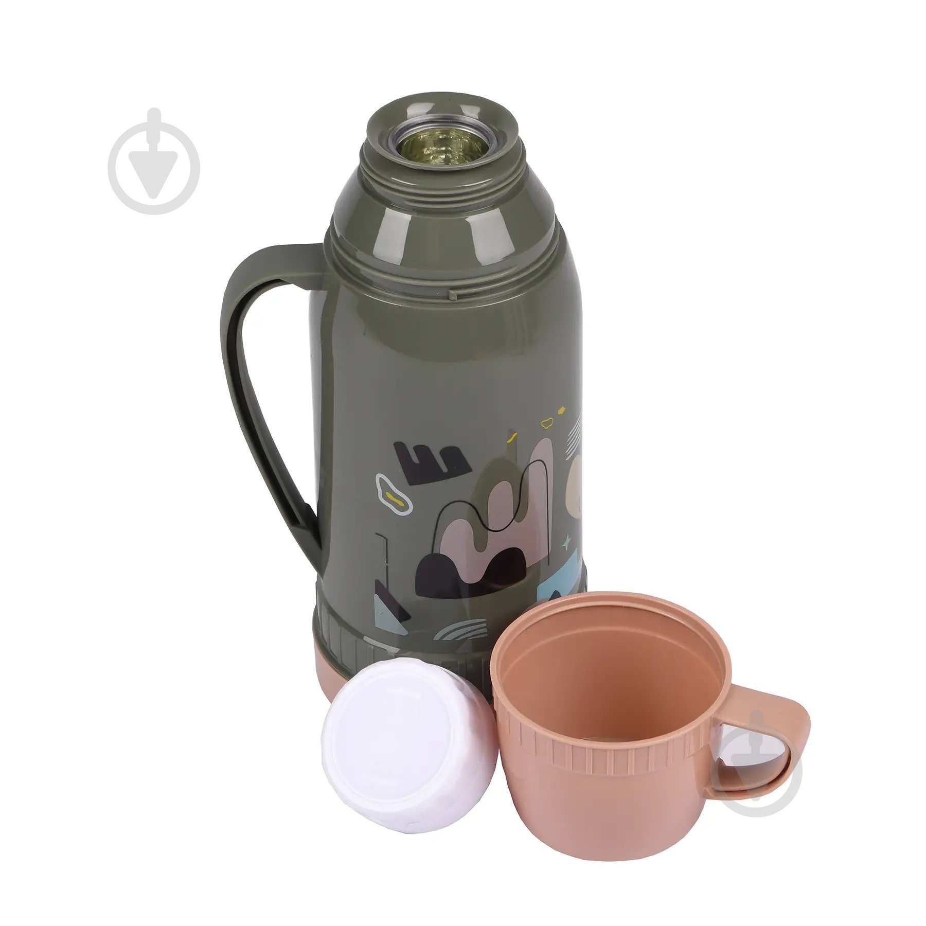 Термос детский Supretto для напитков с ручкой и чашкой 1 л хаки с кофейным (82790003) - фото 3 Термос детский Supretto для напитков с ручкой и чашкой 1 л хаки с кофейным (82790003) - фото 3
