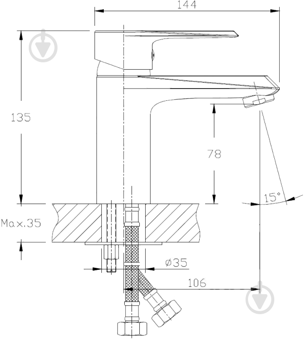 Смеситель для умывальника Tango Diamond-01 - фото 3 Смеситель для умывальника Tango Diamond-01 - фото 3