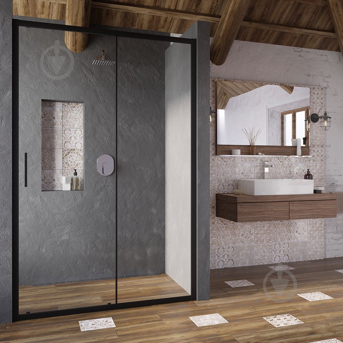 Душові двері Ravak BLSDP2-110 чорний+Transparent - фото 1