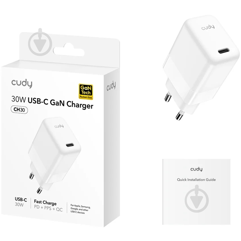 Зарядний пристрій Cudy 1xUSB 30W CH30 - фото 2
