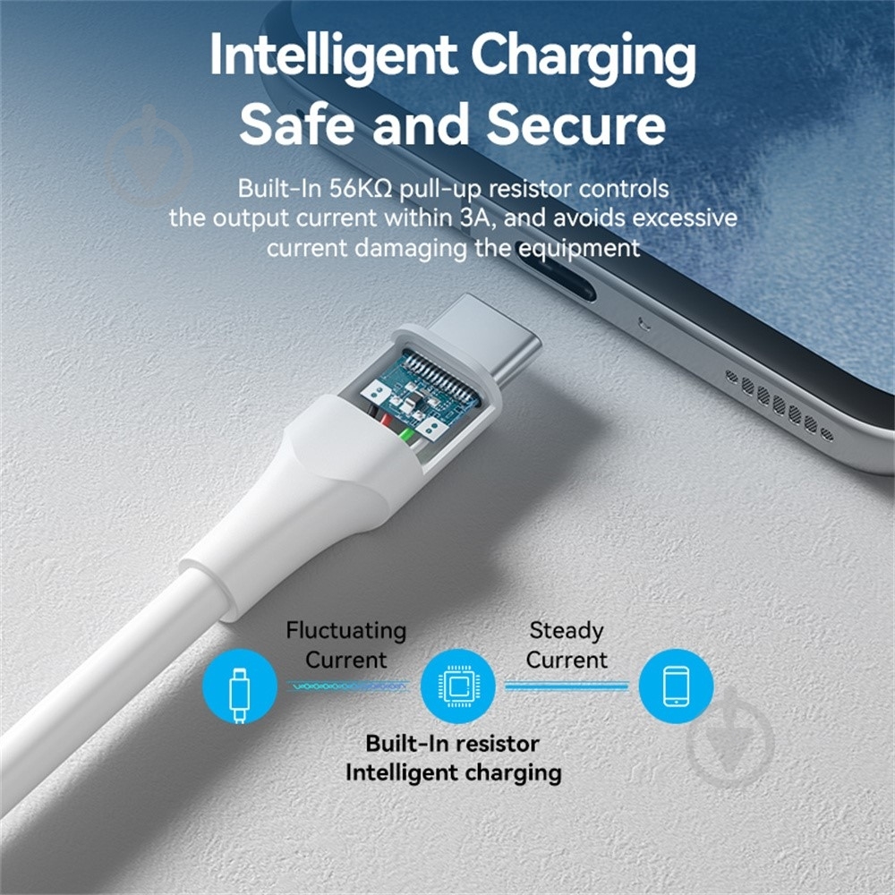 USB-кабель Vention USB 2.0 AM-Type-C M 18 Вт 1 м белый (CTHWF) - фото 8 USB-кабель Vention USB 2.0 AM-Type-C M 18 Вт 1 м белый (CTHWF) - фото 8