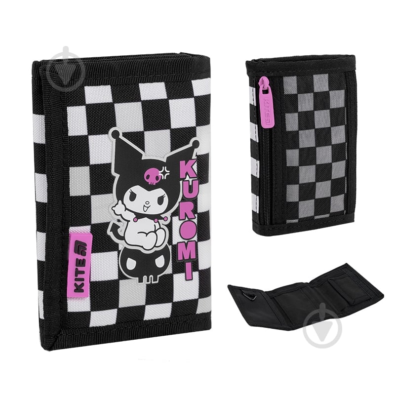 Кошелек Kuromi HK25-598-3 KITE черный с белым - фото 1 Кошелек Kuromi HK25-598-3 KITE черный с белым - фото 1