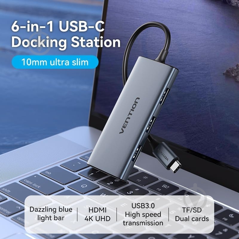 Док-станция Vention USB3.0 Type-C to HDMI silver (TOOHB) - фото 3 Док-станция Vention USB3.0 Type-C to HDMI silver (TOOHB) - фото 3