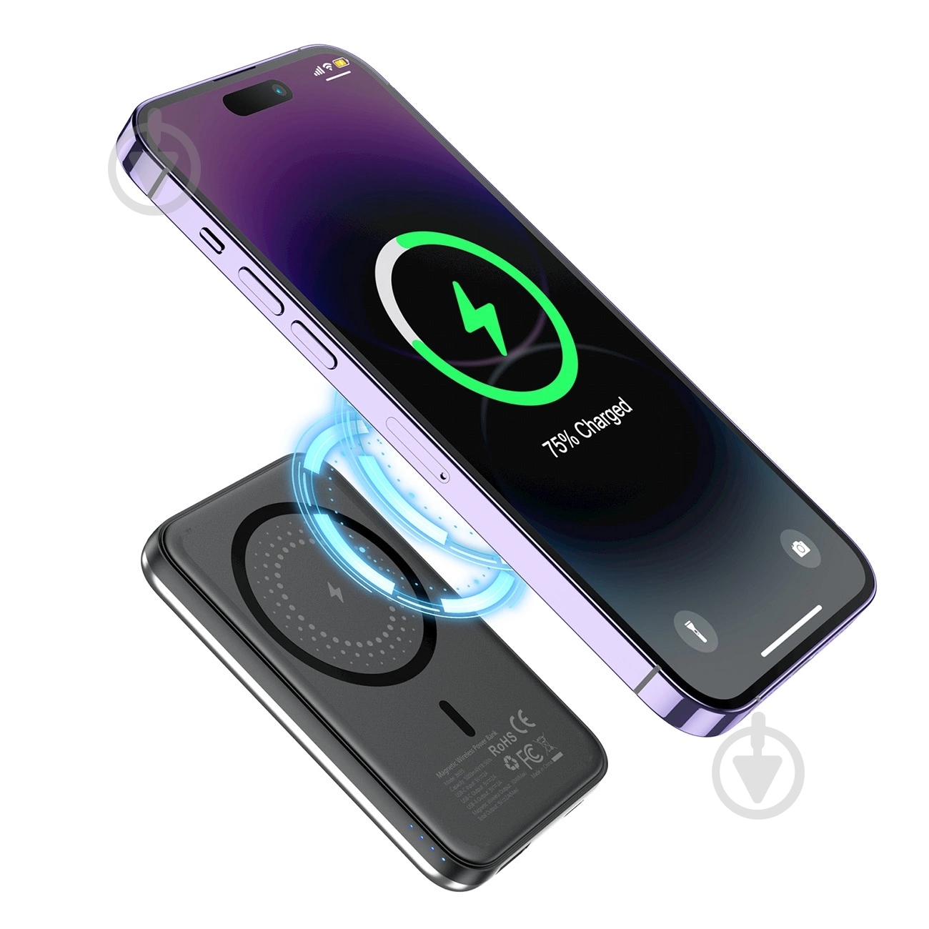 Повербанк Choetech Magnetic Wireless 5000 mAh silver (6932112104779) - фото 5