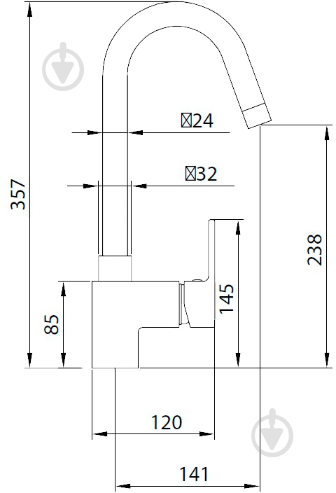 Змішувач для кухні Koller Pool Neon Round Arc RA0500 - фото 4