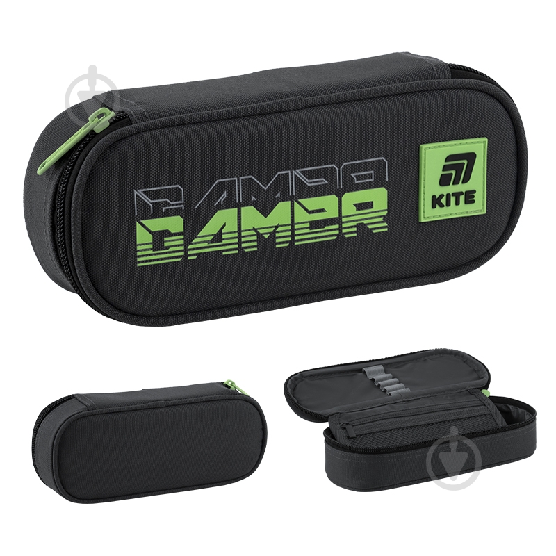 Пенал Gamer K25-599-2 KITE чорний із візерунком - фото 3 Пенал Gamer K25-599-2 KITE чорний із візерунком - фото 3