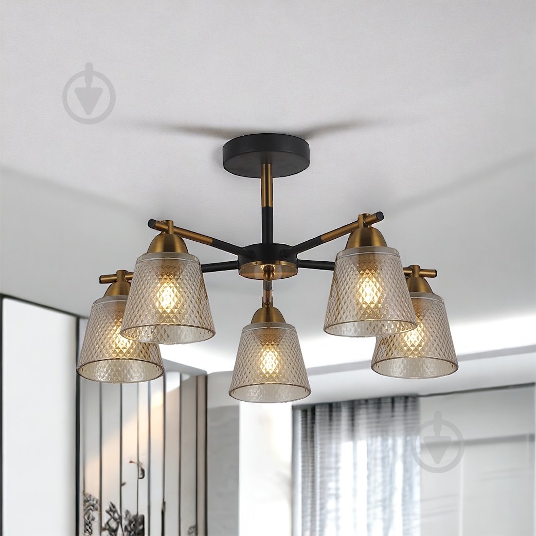 Люстра потолочная Blitz 5x60 Вт E27 черный с золотистым 8226-45 - фото 2 Люстра потолочная Blitz 5x60 Вт E27 черный с золотистым 8226-45 - фото 2