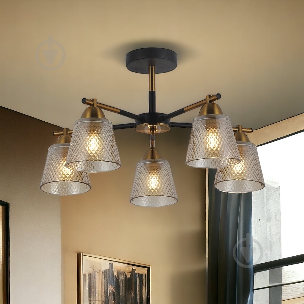 Люстра потолочная Blitz 5x60 Вт E27 черный с золотистым 8226-45 - фото 3 Люстра потолочная Blitz 5x60 Вт E27 черный с золотистым 8226-45 - фото 3