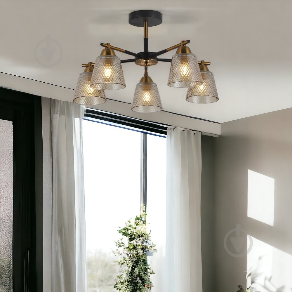 Люстра потолочная Blitz 5x60 Вт E27 черный с золотистым 8226-45 - фото 4 Люстра потолочная Blitz 5x60 Вт E27 черный с золотистым 8226-45 - фото 4