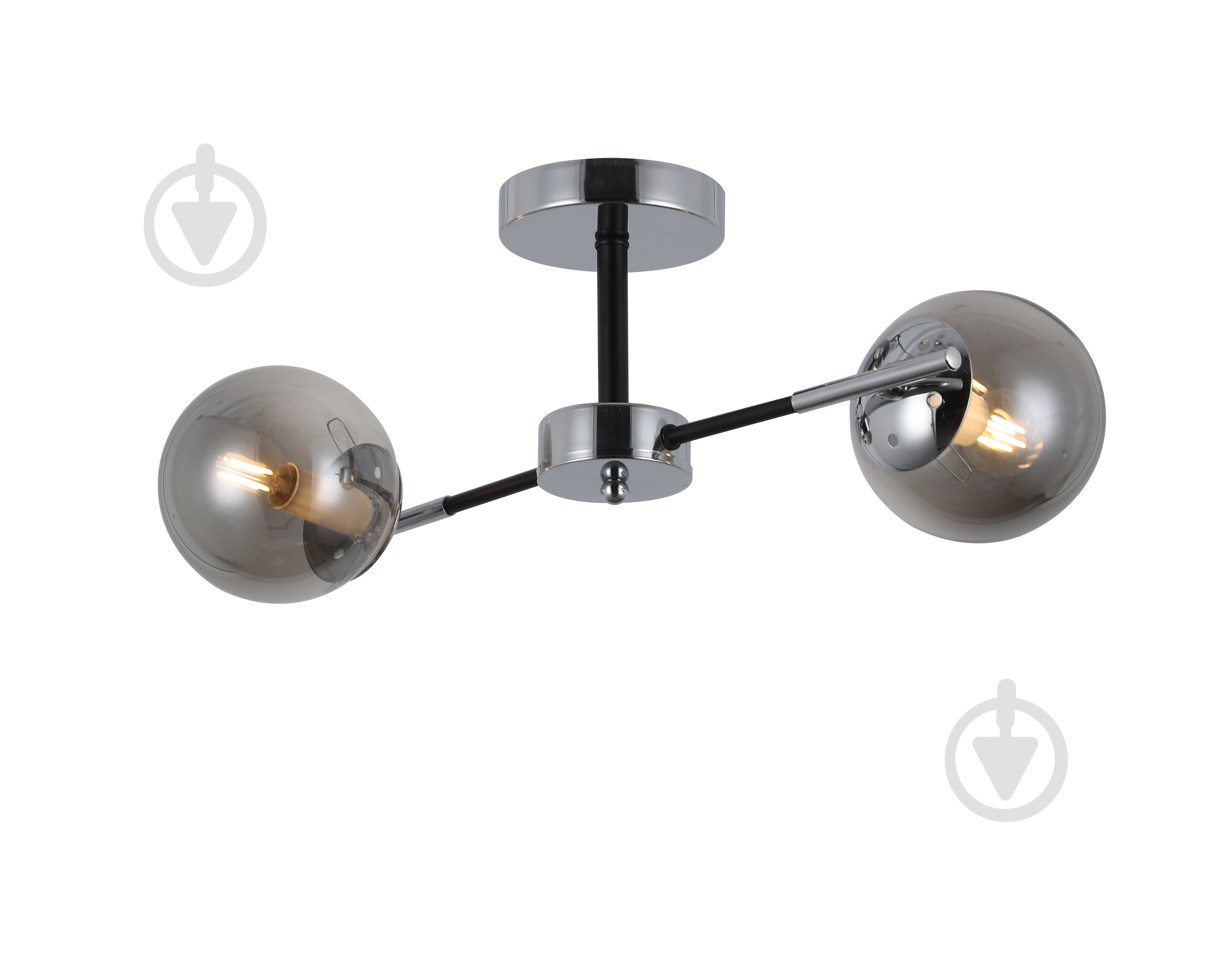 Люстра потолочная WunderLicht 2x40 Вт E14 черный хром OM8274-42 - фото 1