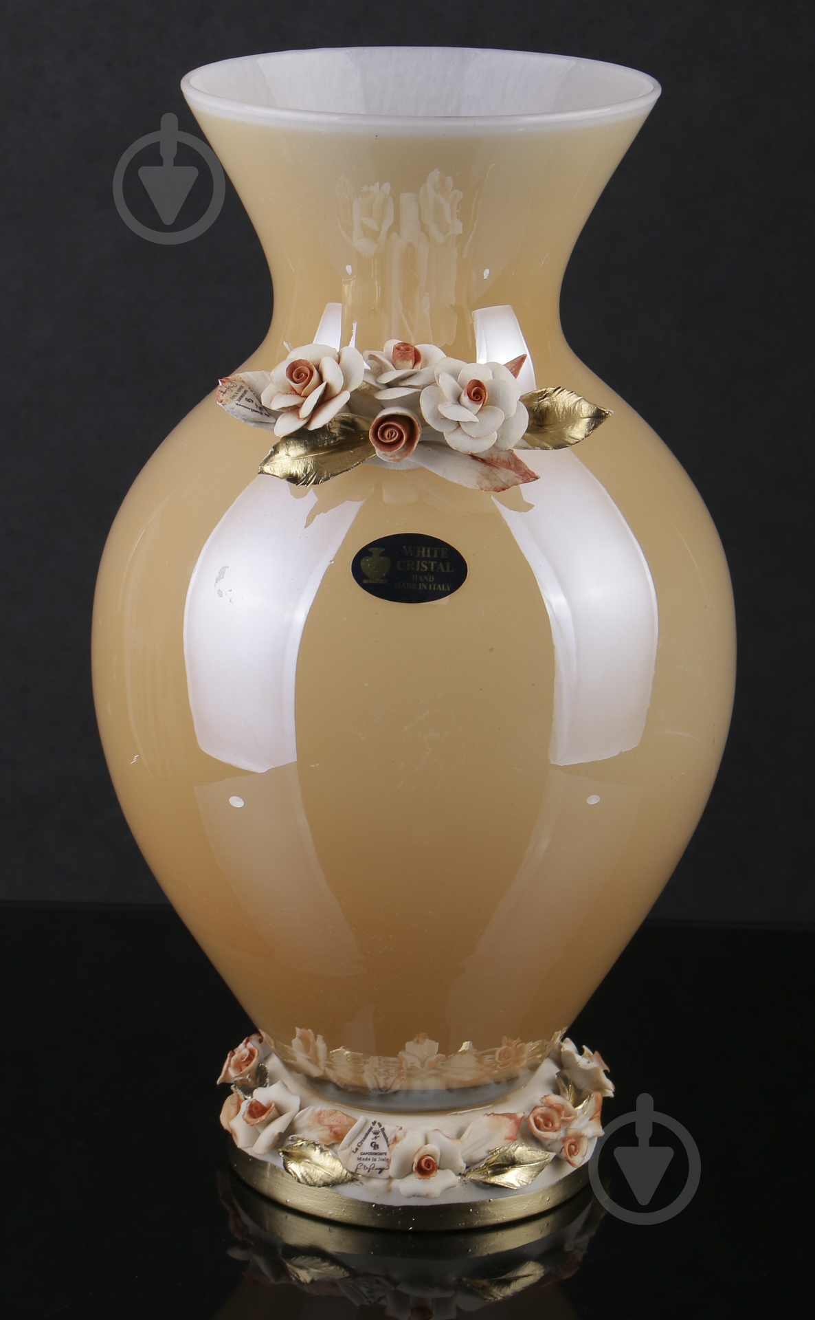 Ваза стеклянная White cristal ELENA 31,5 см 9,5 см медовая - фото 1