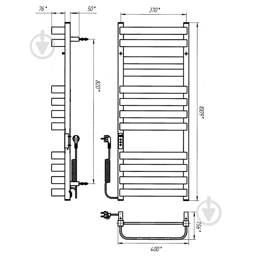 Рушникосушарка електрична Rhein Texas S12 370 х 1000 E L Graphite 200W Wi-Fi - фото 6