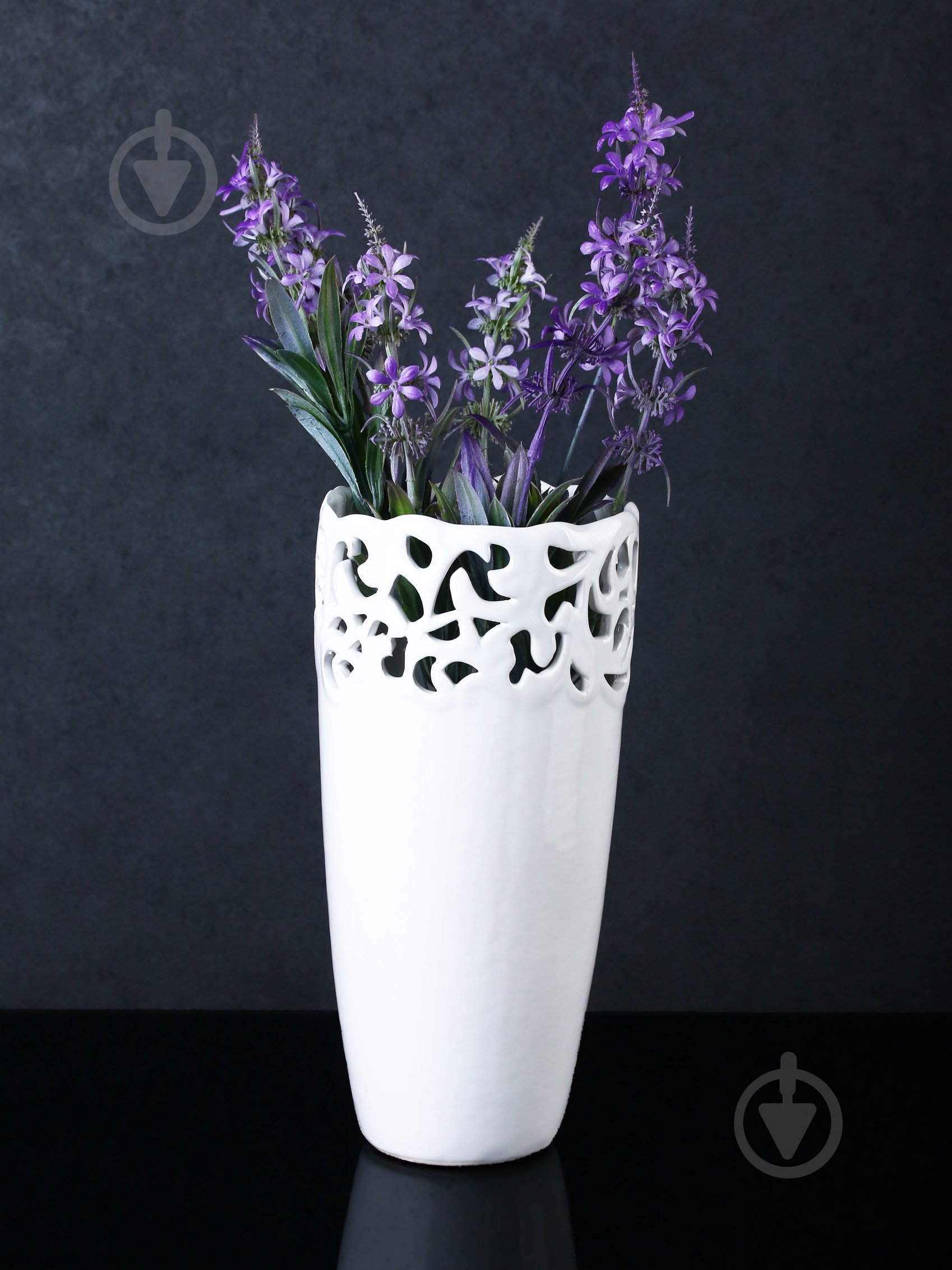 Ваза керамическая белая Ажур 24 см - фото 4