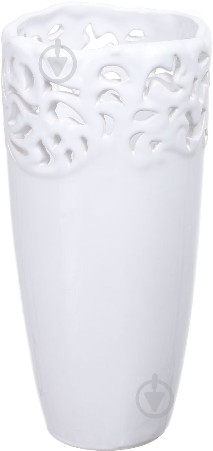 Ваза керамическая белая Ажур 24 см - фото 1