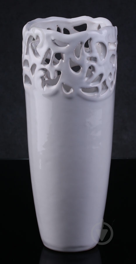 Ваза керамическая белая Ажур маленькая 21 см - фото 1 Ваза керамическая белая Ажур маленькая 21 см - фото 1