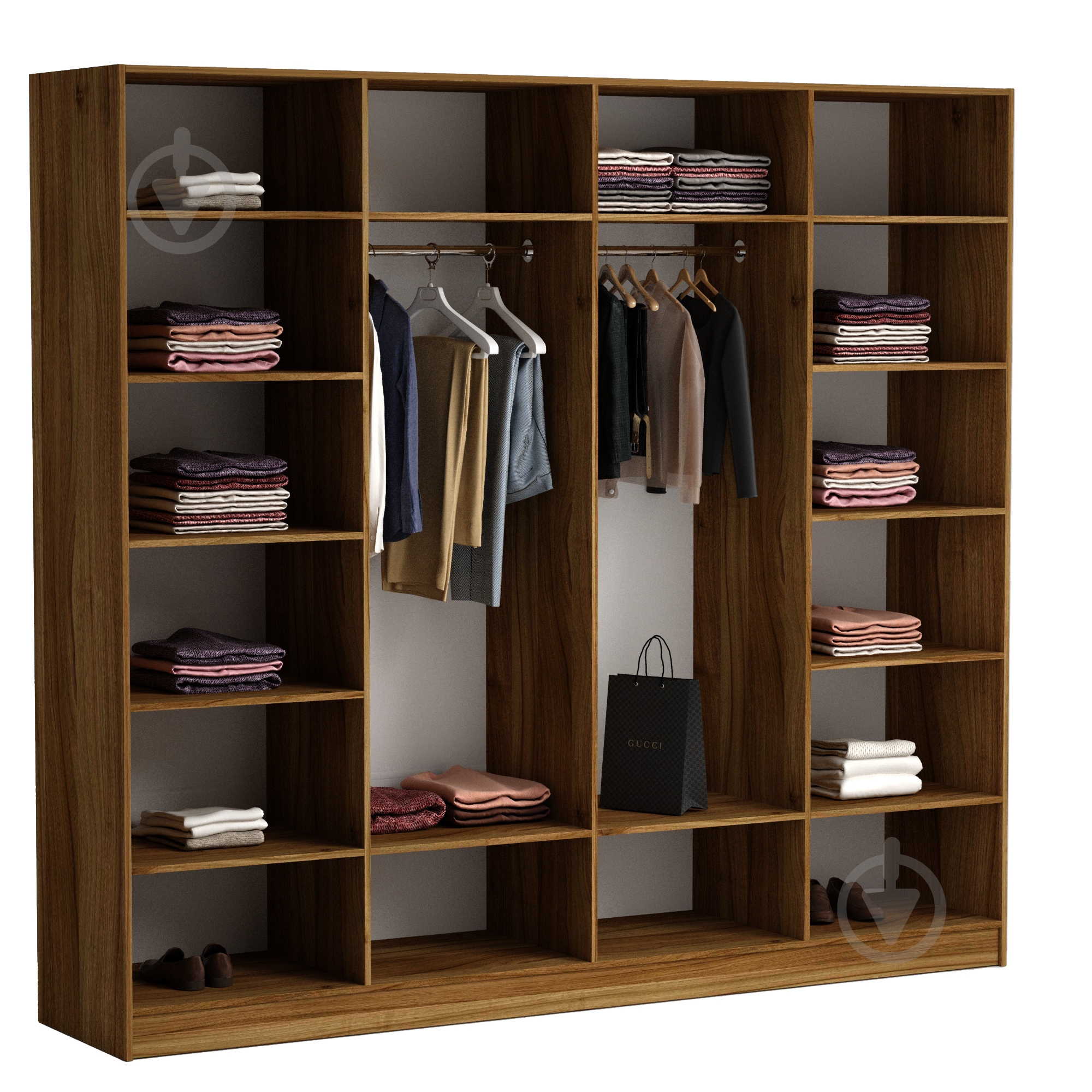 Шкаф Luxe Studio Noir 2000 2200х2000х583 мм орех (МЛ000139367G) - фото 2 Шкаф Luxe Studio Noir 2000 2200х2000х583 мм орех (МЛ000139367G) - фото 2